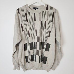 Raffi Size L Men's Wool Blend Pull-Over Sweater Tan Crew Neck